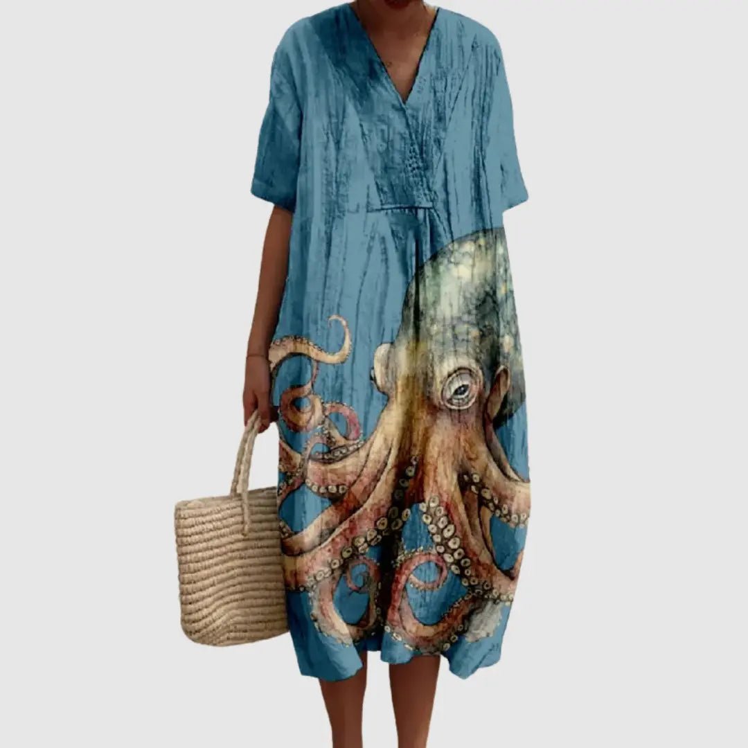 Marina | Ocean Octopus Printed Midi Dress