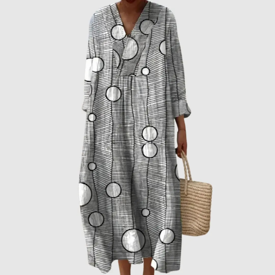 Marnie | Monochrome Orbit Print Maxi Dress