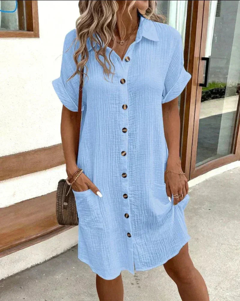 Hailey | Women’s Retro Cotton Linen Shirt Dress