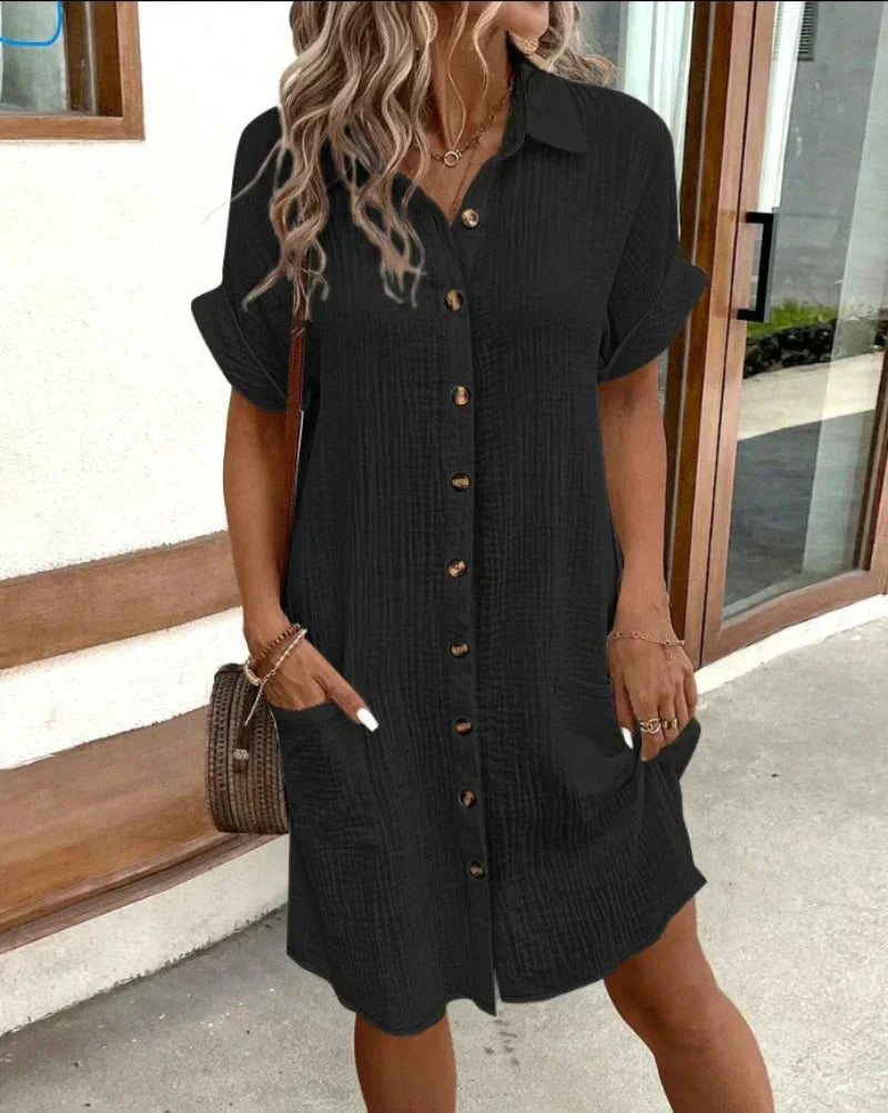 Hailey | Women’s Retro Cotton Linen Shirt Dress