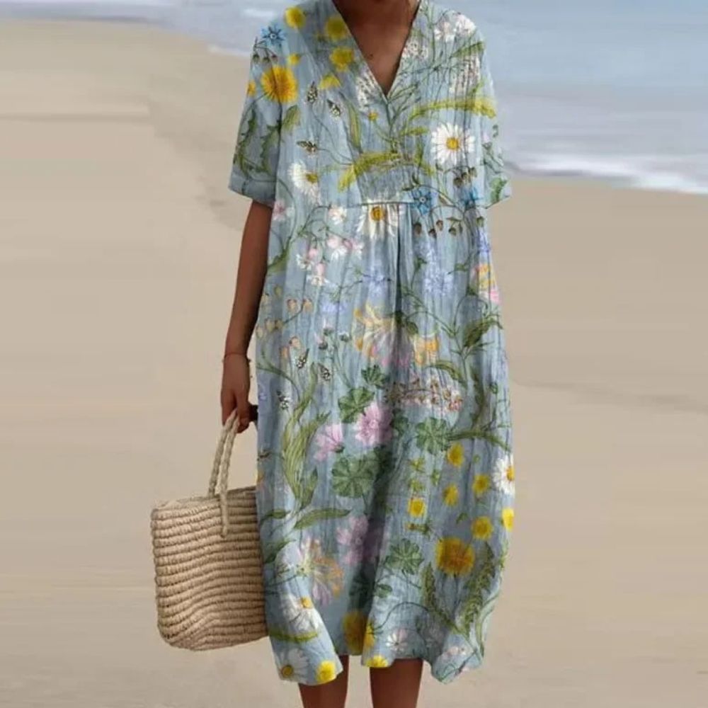 Helena™ | Soft Leaf Print Dress