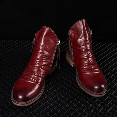 Avencea - Stylish Leather Zip Boots with Non-Slip Sole