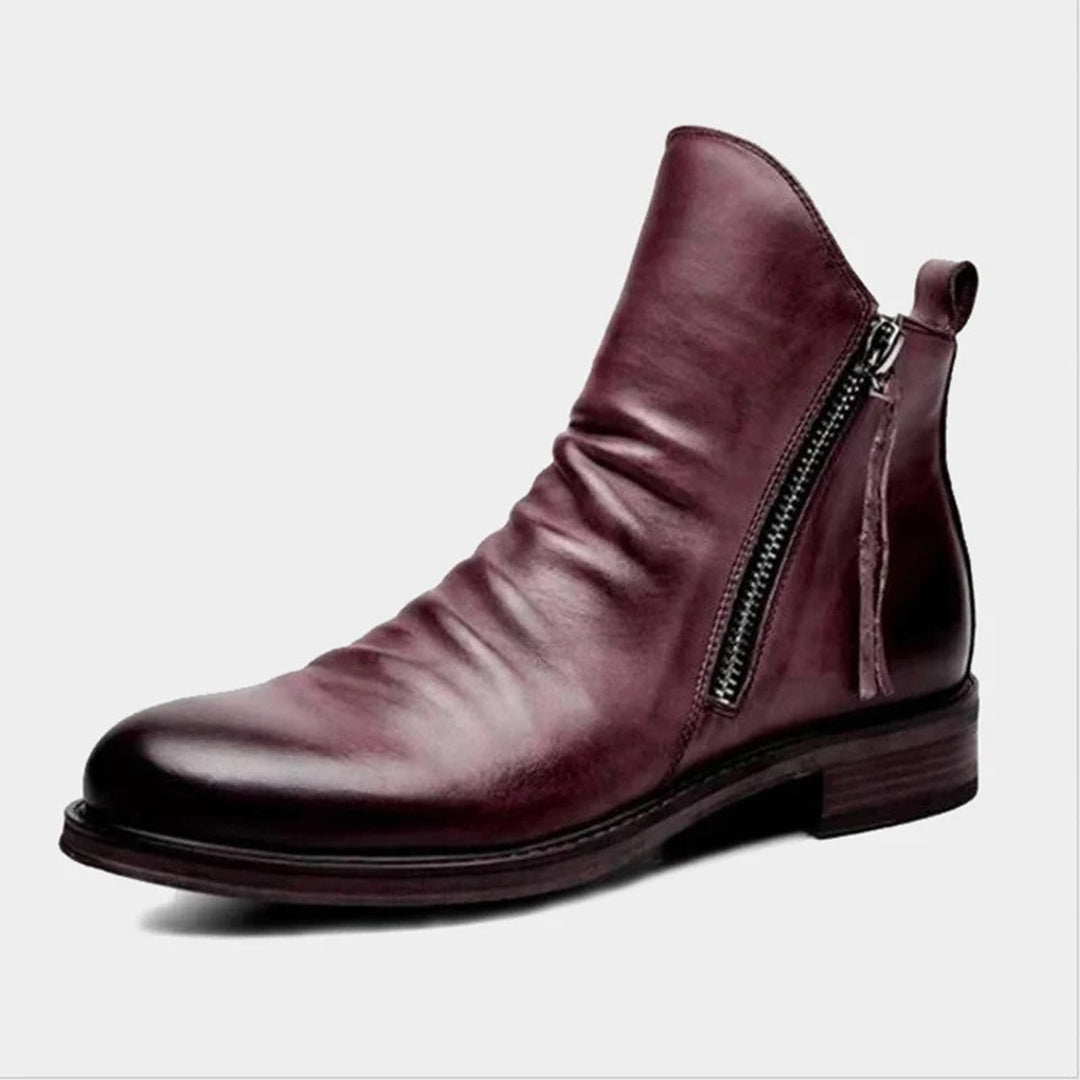 Avencea - Stylish Leather Zip Boots with Non-Slip Sole