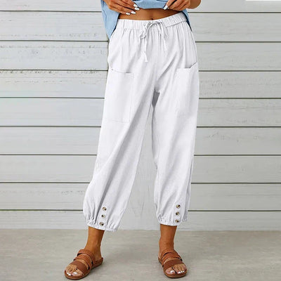 Talia | Black Relaxed Button-Cuff Pants