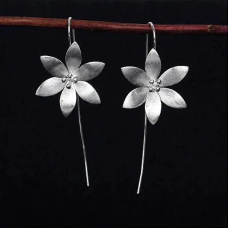 Silver-Plated Boho Flower Earrings