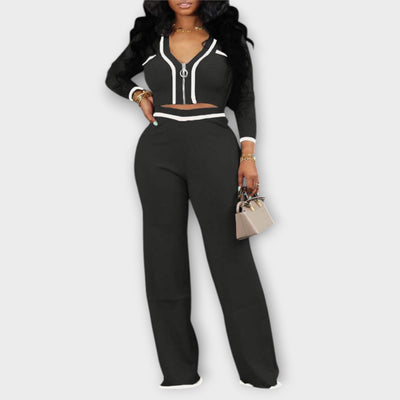 Ava - Ribbed V-Neck 2-Piece Lounge Set