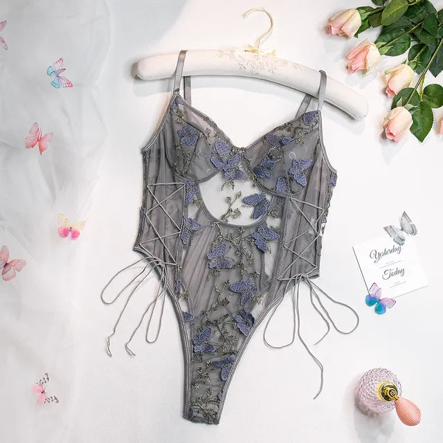 Victoria™ - Embroidered Butterfly Bodysuit