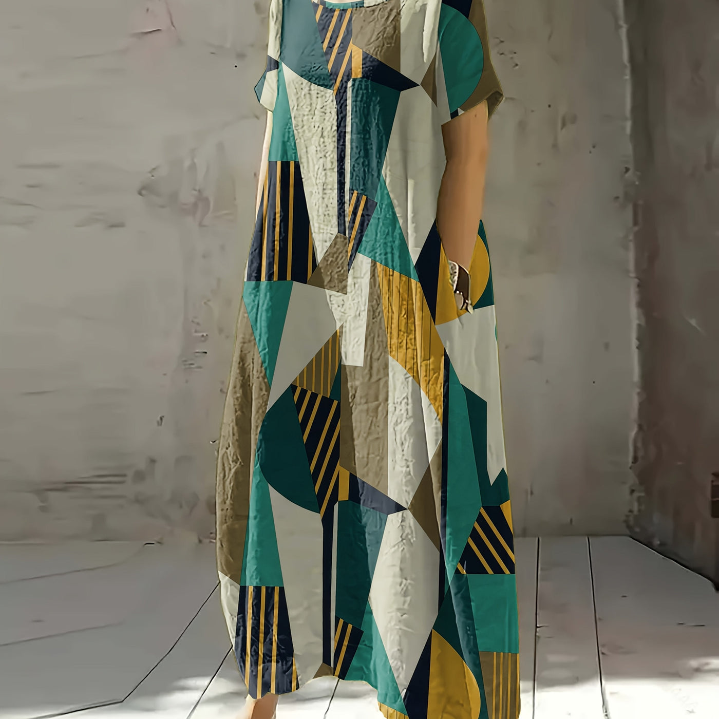 Talia | Abstract Geometric Maxi Dress