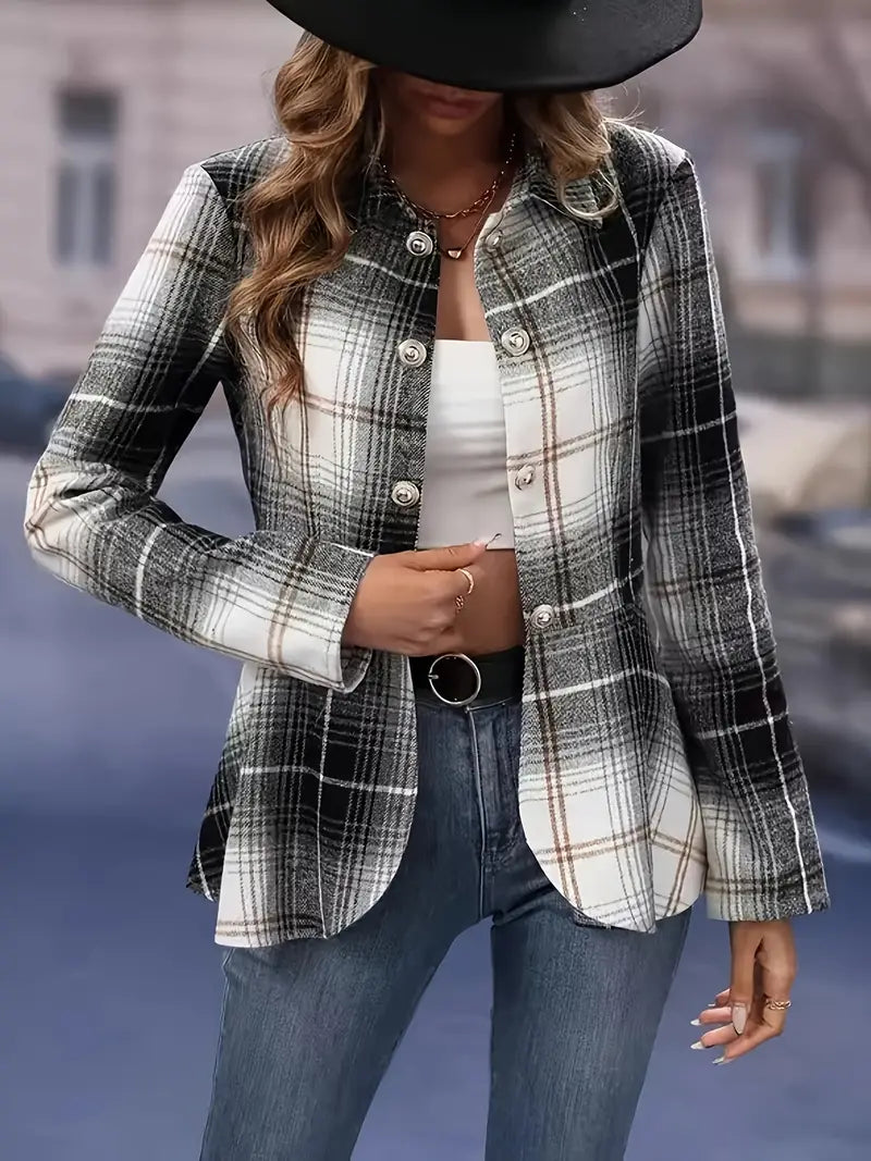 Lina™ - Elegant Plaid Blazer