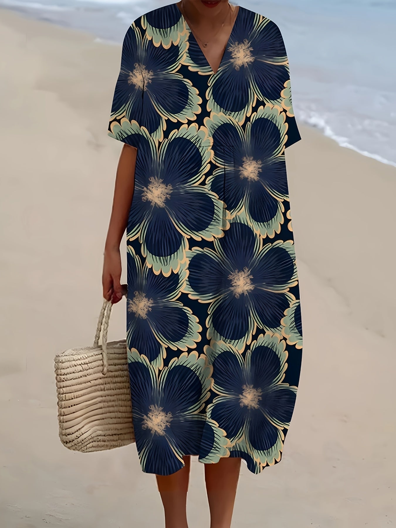 Talia | Midnight Bloom Relaxed Midi Dress