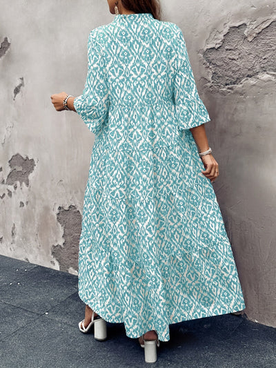 Ariana | Aqua Ikat Maxi Dress