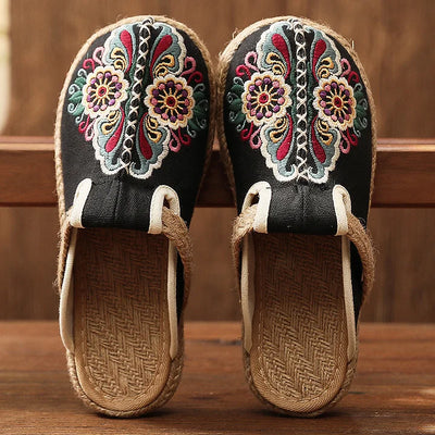 Katy - Handmade cotton floral pattern mules