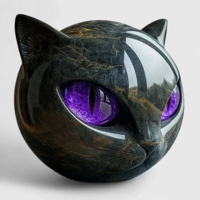 Lyzandra | Mystic Black Cat Head Sculpture