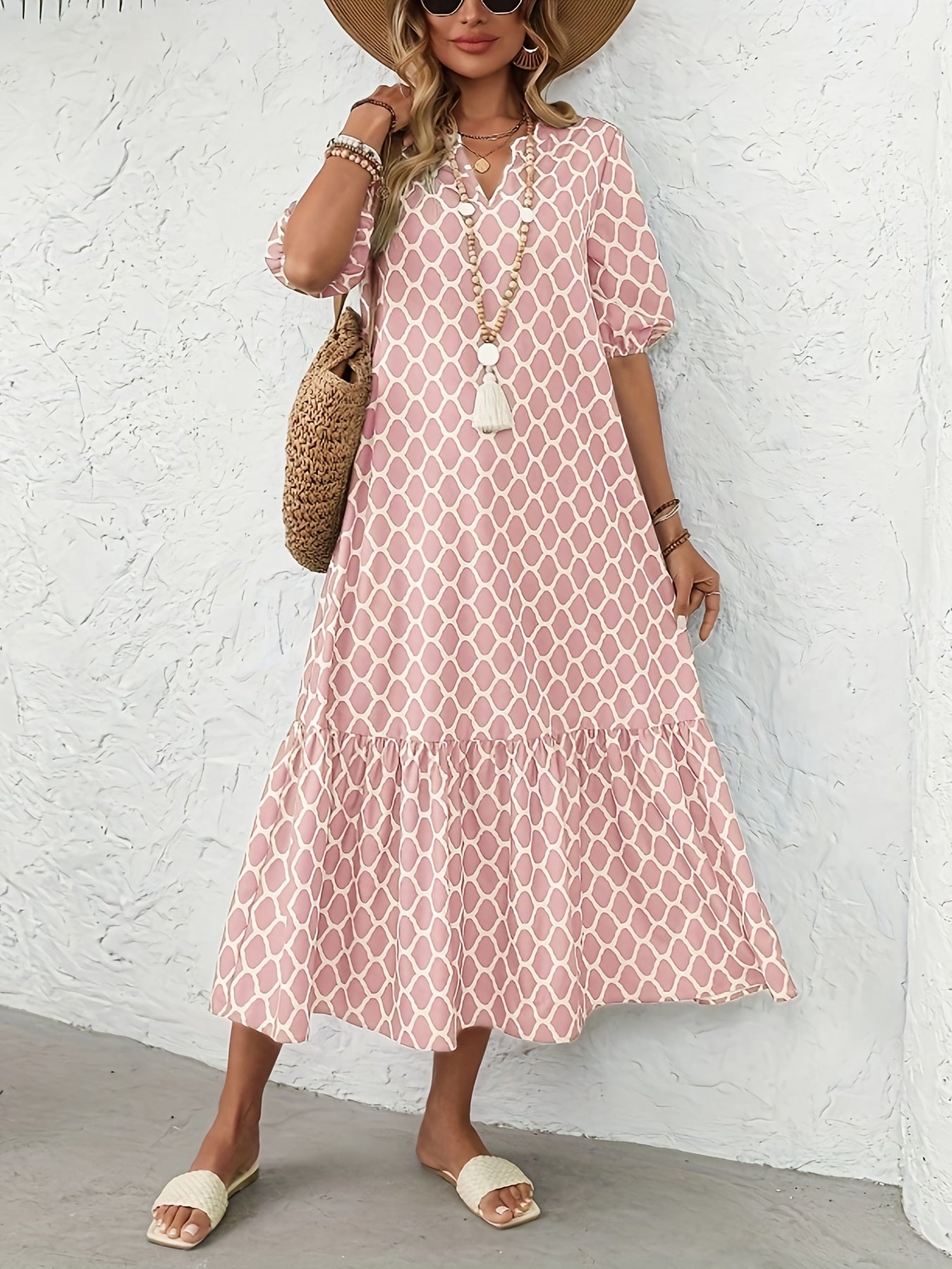 Lottie | Blush Diamond Midi Dress