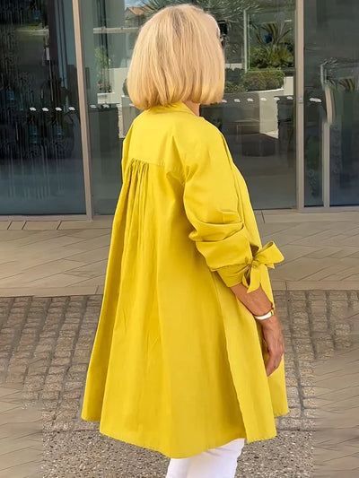 Elliora - Gathered Back Cotton Shirt Jacket