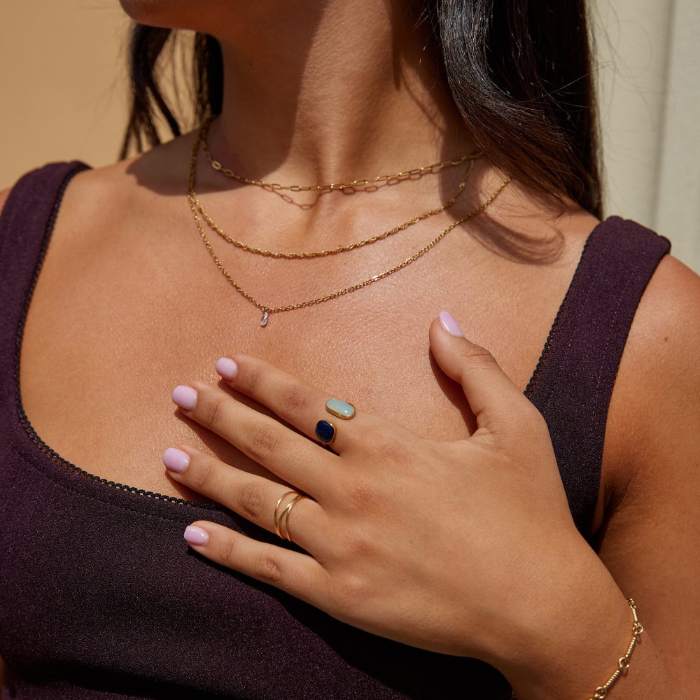 Wrap ring with aquamarine stone