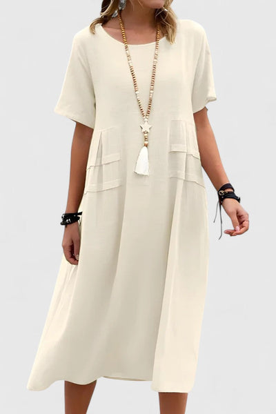 Chloe | Loose Short-Sleeve Pocket Midi Dress