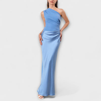 Elsa | Elegant One-Shoulder Pleated Maxi Dress