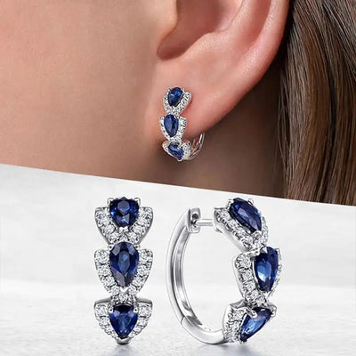 Royal Sapphire Crest Earrings | White Gold 16k