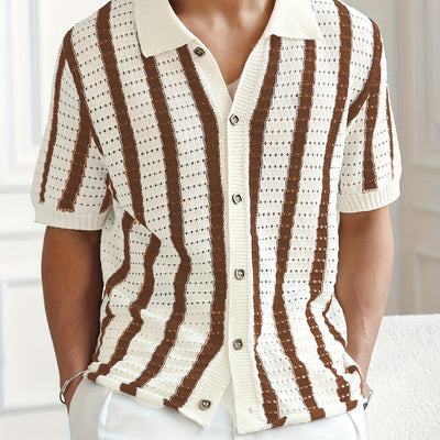 Fiorenzo D'Amico Knit Striped Button-Up Shirt