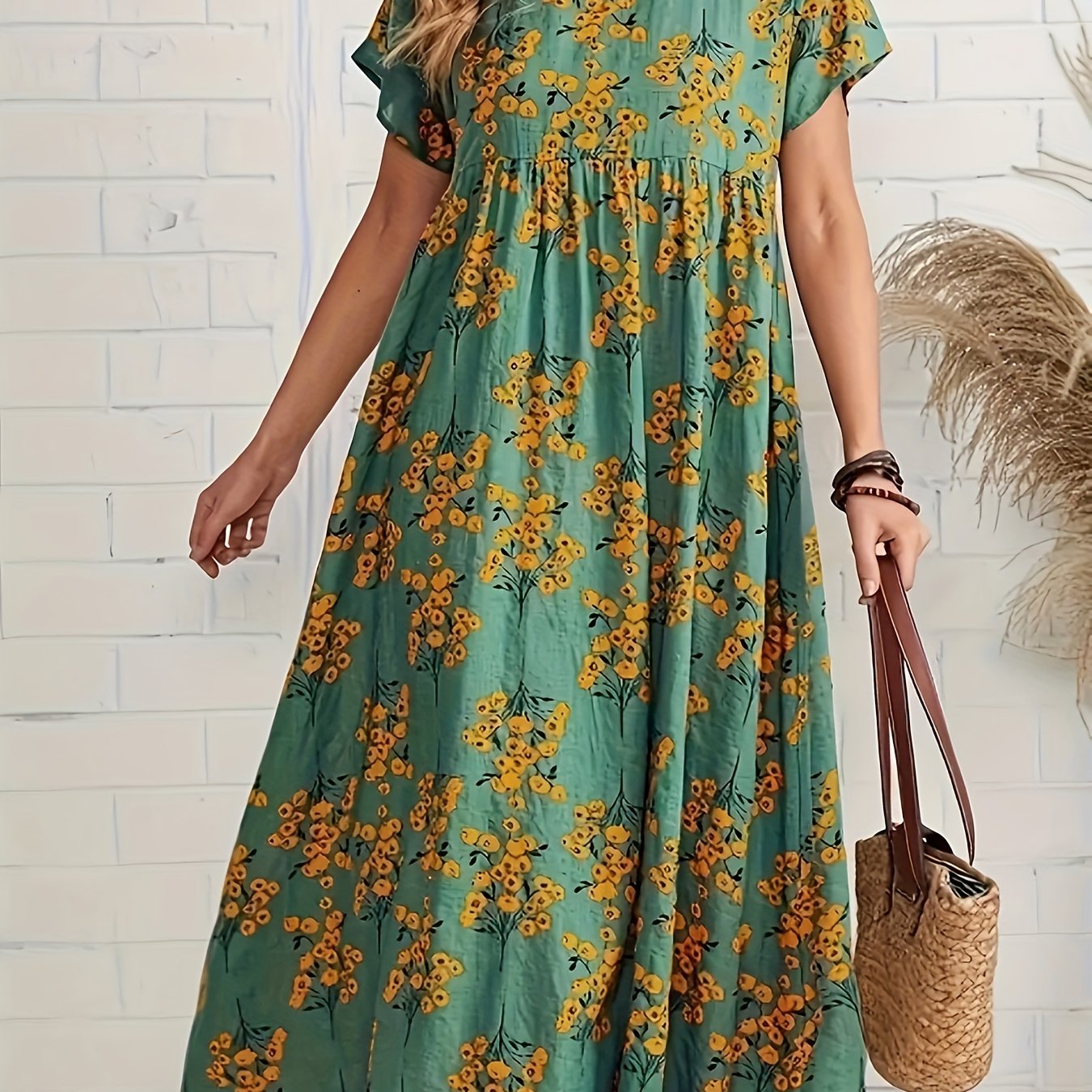 Maya | Green Blossom Midi Dress
