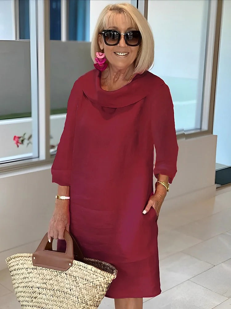 Zerena - Casual Cotton Pile Collar Dress