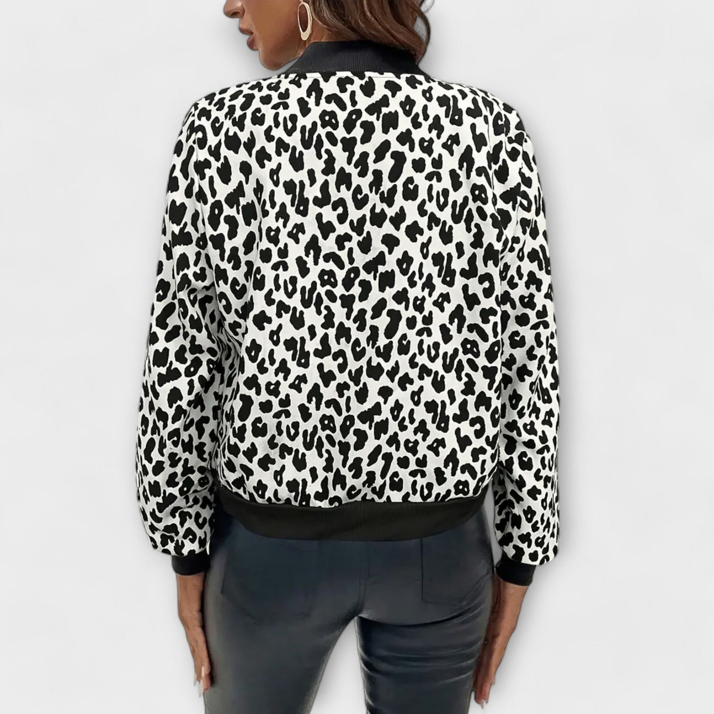 Leopard Patterned Jacket with Zipper