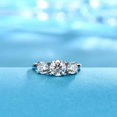 Clare Triple Stone Ring | White gold 16k