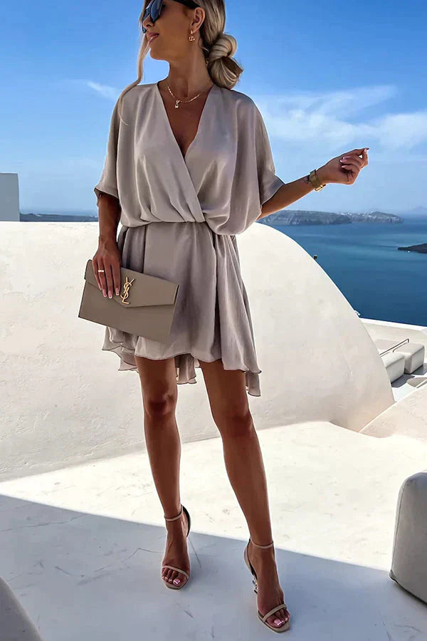 Avencea | Satin Mini Dress with Short Sleeves