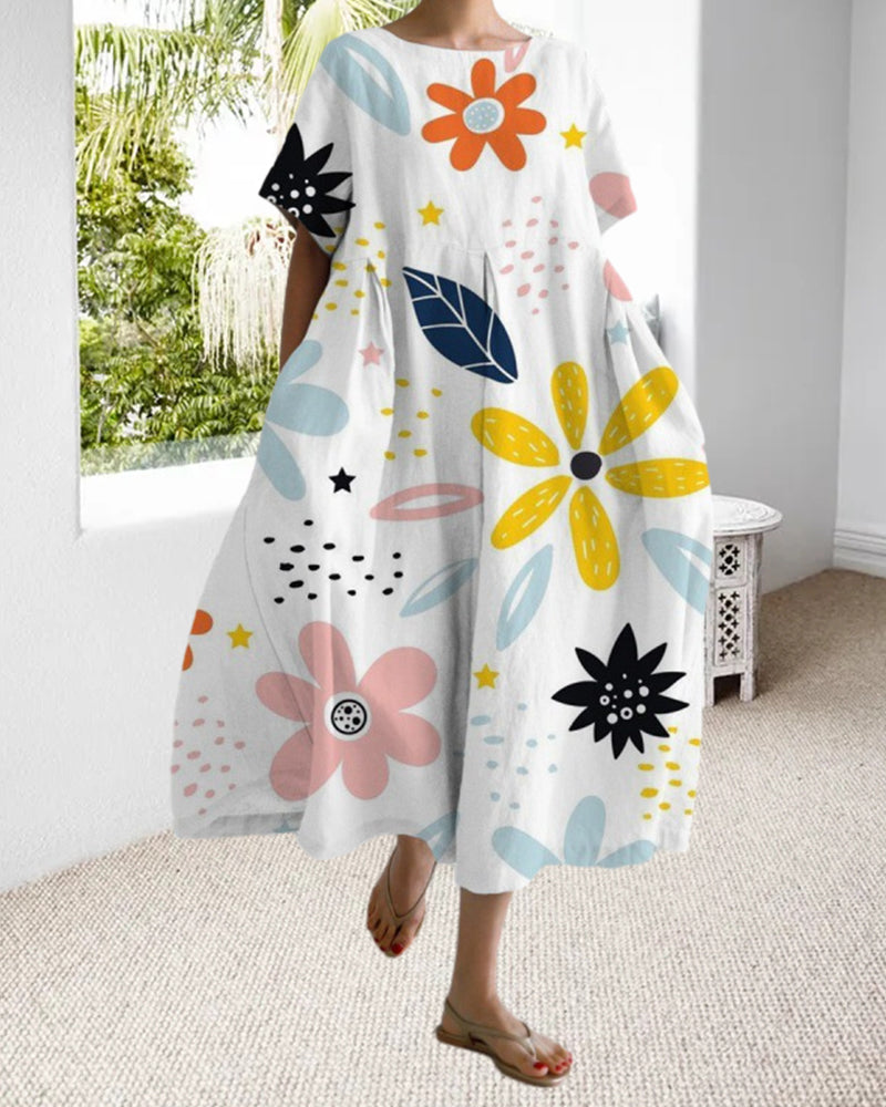 Ruzana™ | Loose Printed Dress With Short Sleeves