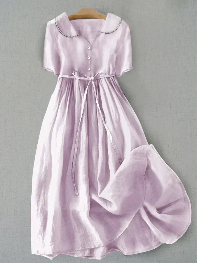 Serena | Waist-Defining Linen-Blend Dress