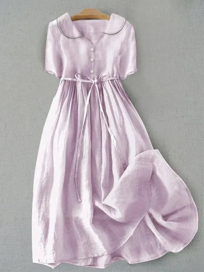 Serena | Waist-Defining Linen-Blend Dress