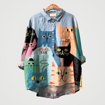 PALMIRA™ - OVERSIZED SHIRT WITH PLAYFUL DOG DESIGN AND EVERYDAY COMFORT