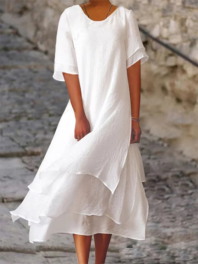 Avencea | Double-layered Dress Made of Linen and Cotton
