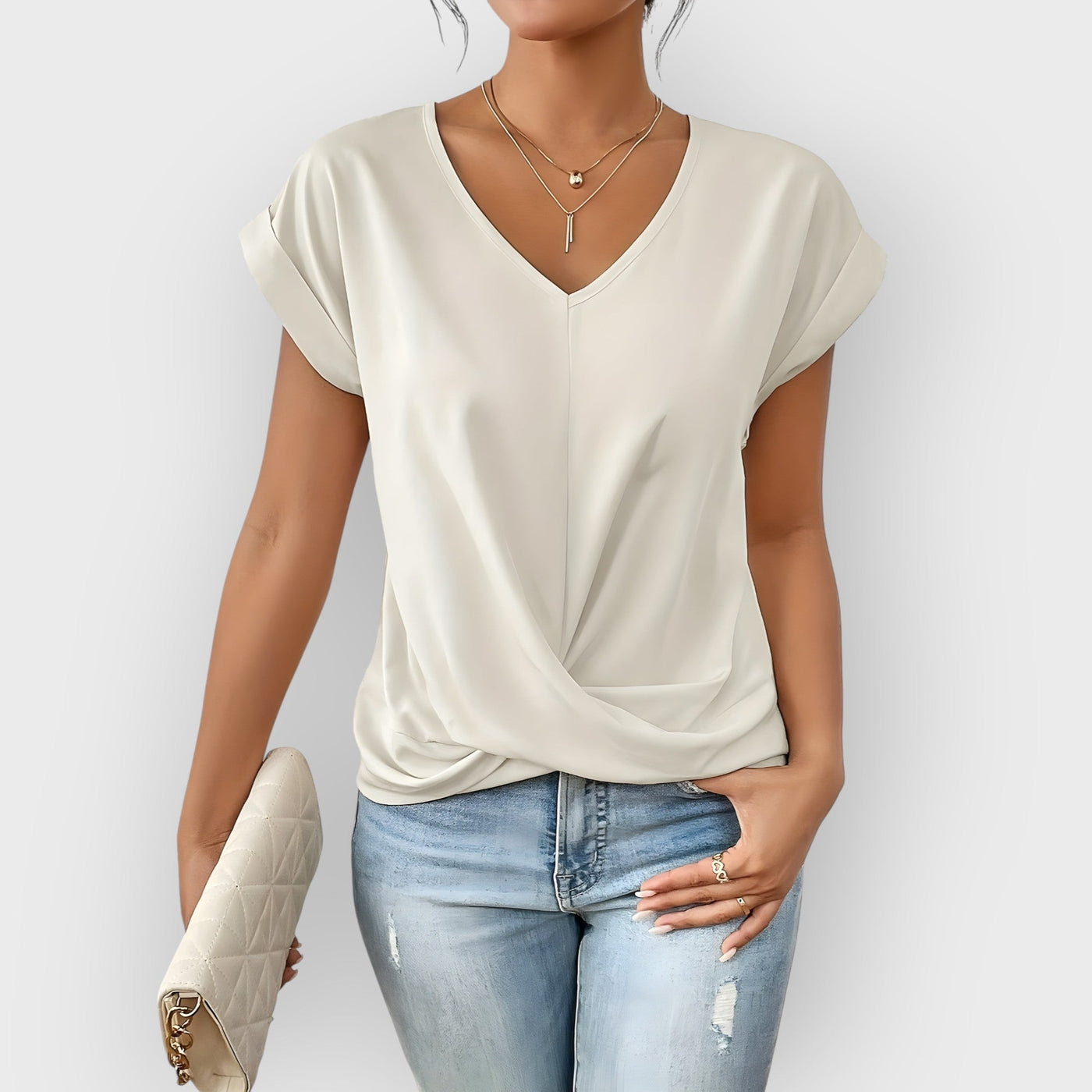 Maia -  V-Neck Tie Front Top