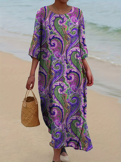 Jasmine | Royal Paisley Flow Maxi Dress