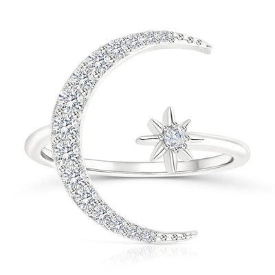 Luna and Star Ring in Silver