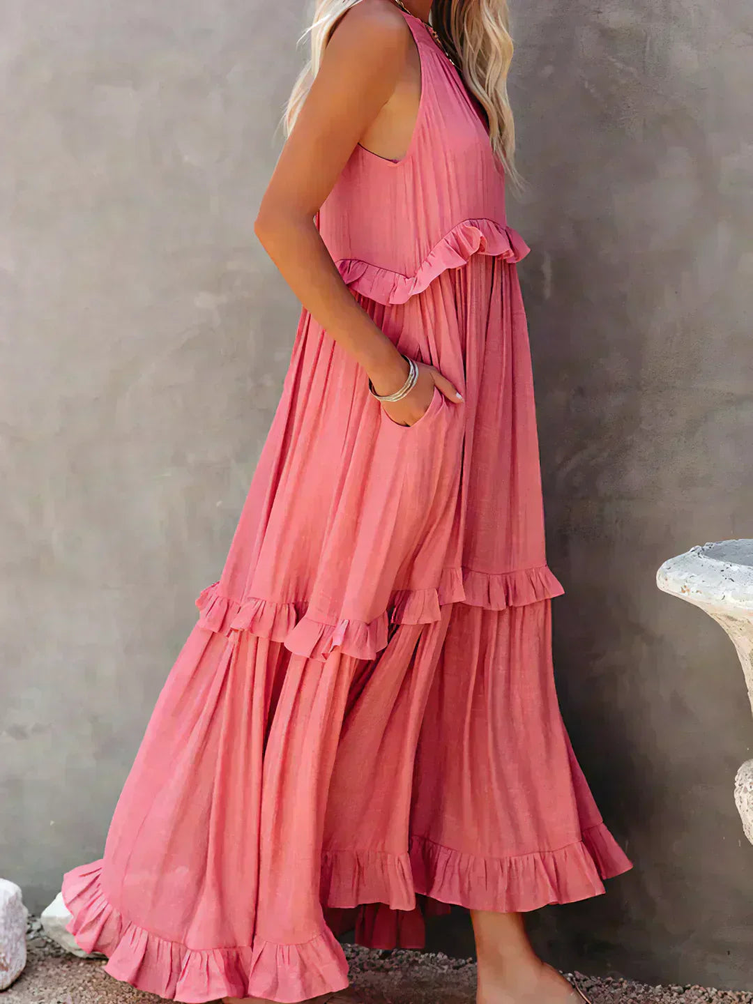 Isla | Boho Ruffle Maxi Dress