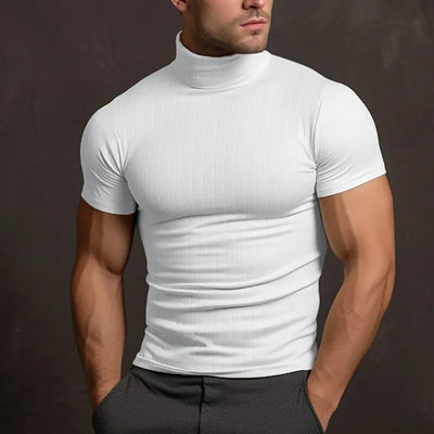 Avencea - Men's T-Shirt in Solid Color with Roll Neck