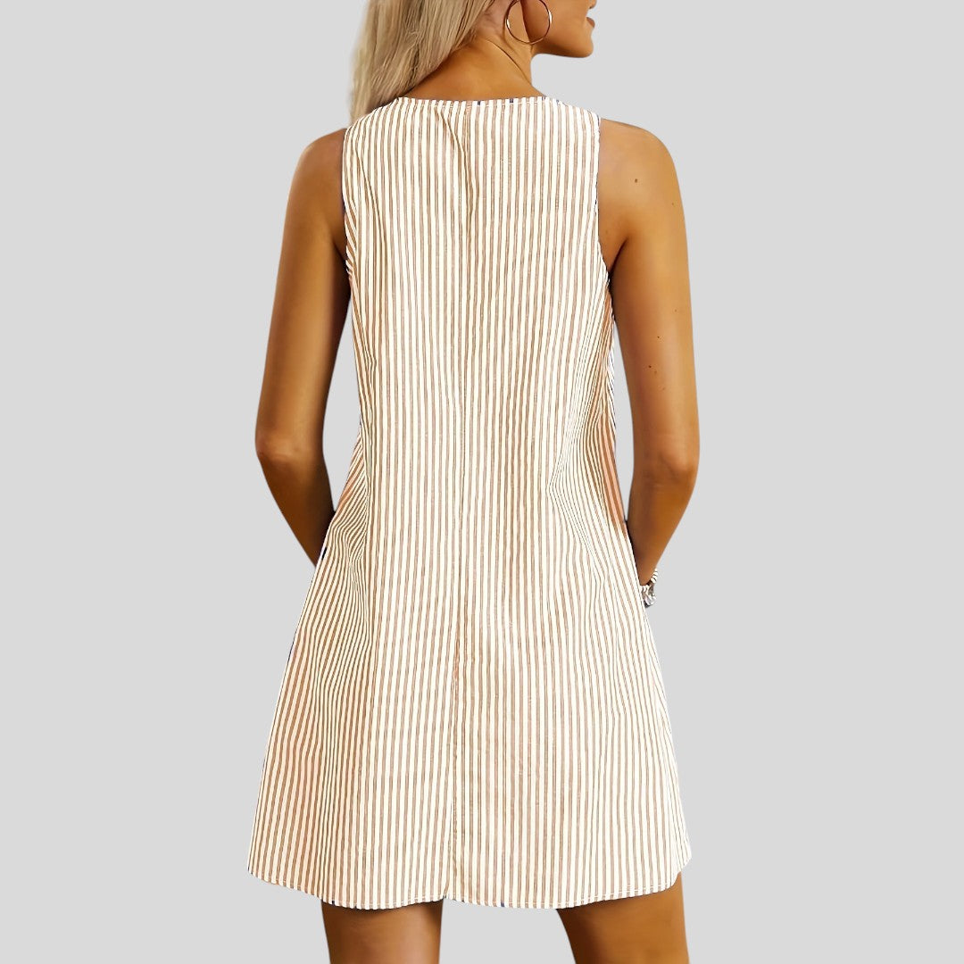 Felicia | Sleeveless Striped Pocket Dress