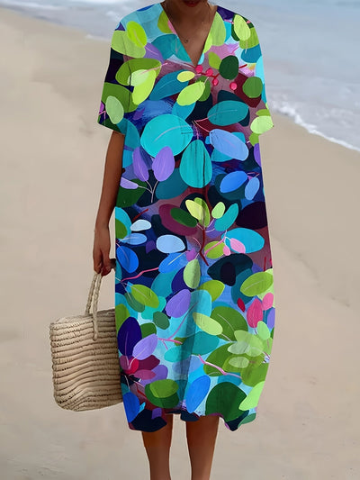 Elodie | Midnight Tropics Leaf Print Dress