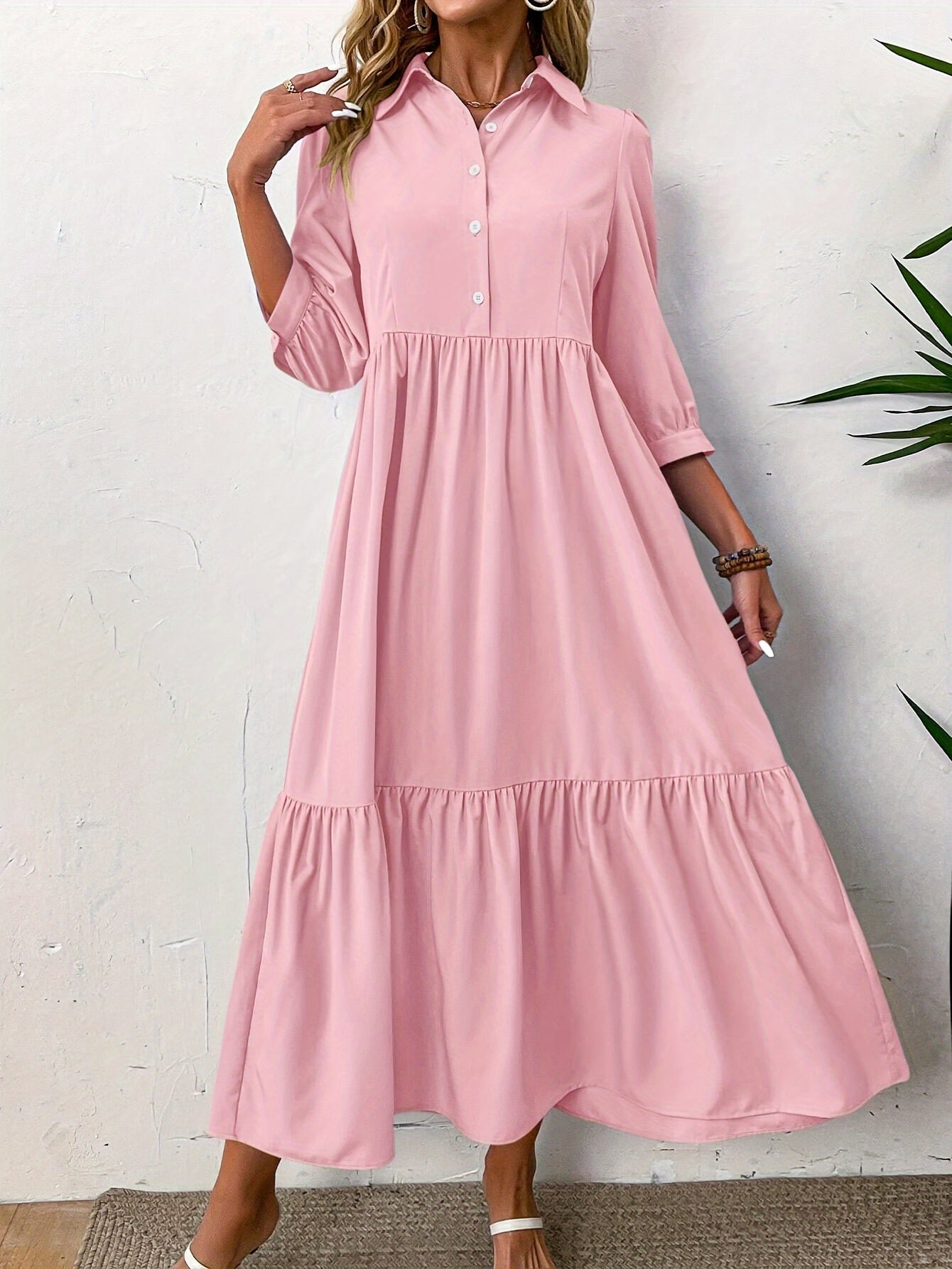 Sophie | Classic Tiered Shirt Maxi Dress