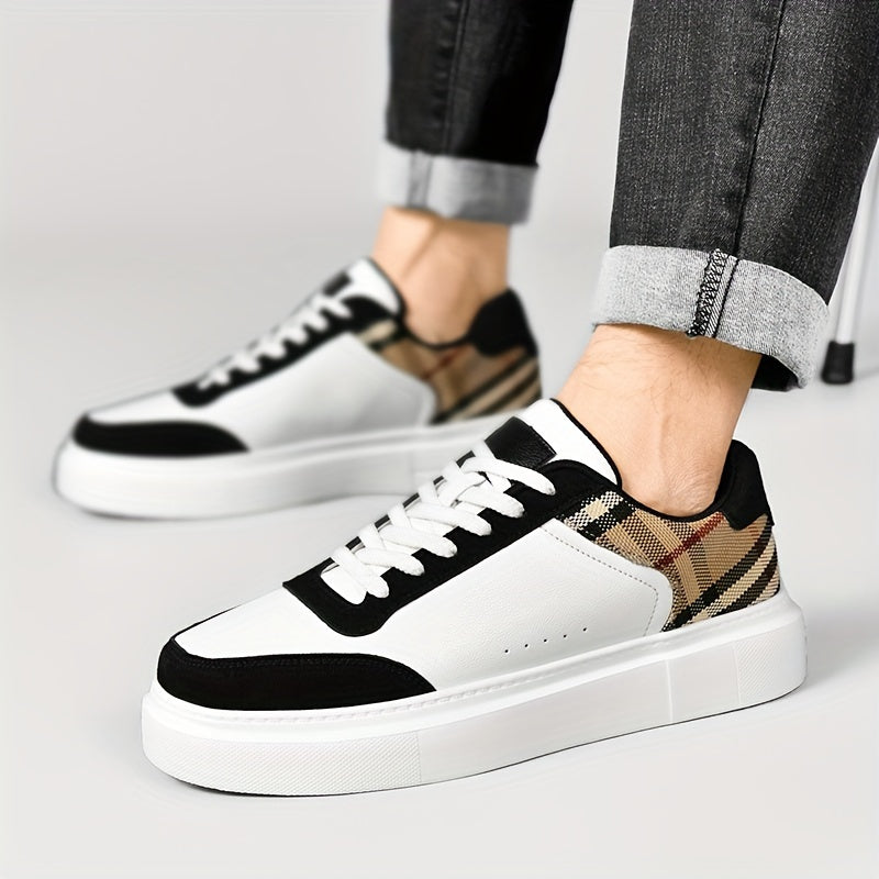 Cesare Bellandi Plaid Streetwear Leather Sneakers