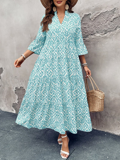 Ariana | Aqua Ikat Maxi Dress