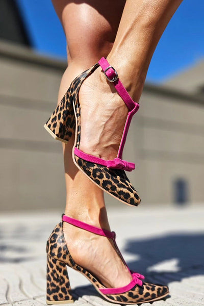 Leontina | Green Leopard Print Sandals with Color Accent