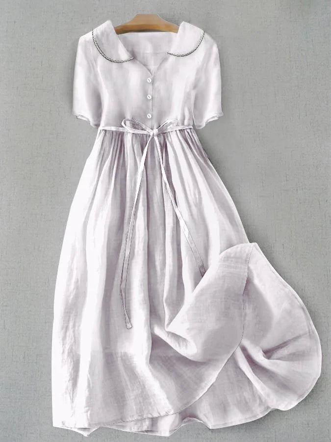 Serena | Waist-Defining Linen-Blend Dress