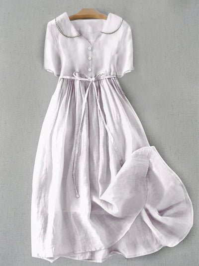 Serena | Waist-Defining Linen-Blend Dress