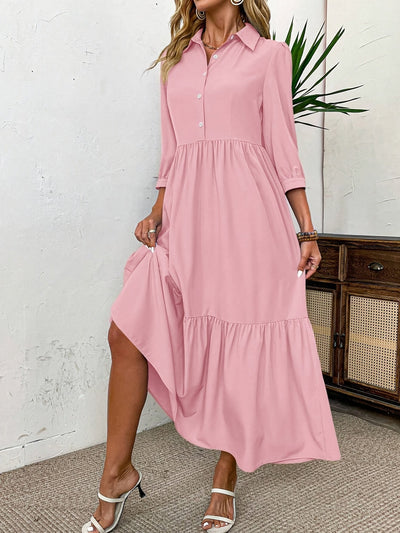 Sophie | Classic Tiered Shirt Maxi Dress