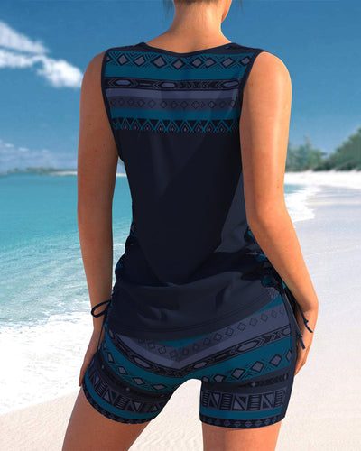 Radostawa – V-Neck Tankini with Geometric Print