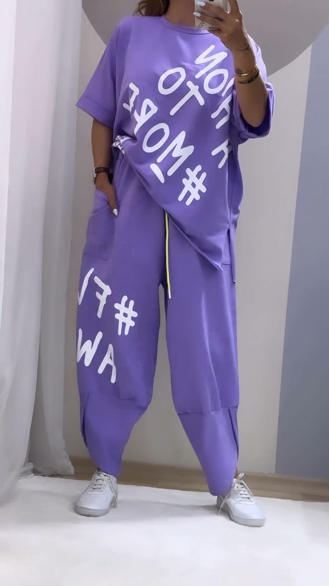 Lory - Casual two-piece suit with print and round neckline